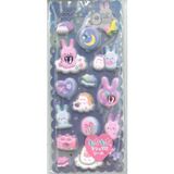 Japon Midnight Party Çıkartma, Renkli ve Eğlenceli Dekoratif Sticker Seti - Ahşap - Seçenek 1