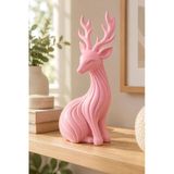 Japon Tarzı Noel Geyik Figürlü Dekoratif Biblo Pembe