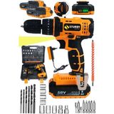 Japon Technology 58V 8AH LL97 Darbeli Metal Şanzıman Şarjlı Çift Akülü Vidalama 27PRÇ Uç Setli