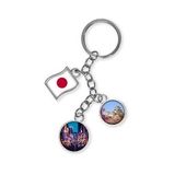 Japonya Üçlü Epoksi Metal Çift Taraflı Damla Anahtarlık Japan