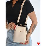 Jara Bag Paris Su Geçirmez 3 Bölmeli Çapraz Askılı Telefonluk Cüzdan Çanta Deri Malzeme Modern Tasarım - Krem