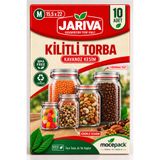 JARIVA Kilitli Gıda Saklama Poşeti Kavanoz Kesim Körüklü Medium 15,5x22 cm 10 Adet
