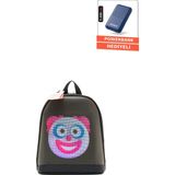 Jarmend Pixel Mini Led Ekranlı Akıllı Okul Sırt Çantası Işıklı Küçük Boy Powerbank Hediyeli - Siyah