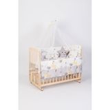 Jasmin Bebe Beşik Uyku Seti Gri Yıldızlı 10 Parça + Cibinlik ve Aparatı Hediye - Gri - Beyaz - 60 x 120 cm