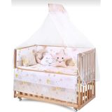 Jasmin Bebe Beşik Uyku Seti Kahve Yıldızlı 10 Parça + Cibinlik ve Aparatı Hediye - Kahverengi - Beyaz - 60 x 120 cm