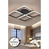 Jasmin Black Kumandalı 3 Renk Modern Plafonyer LED Avize - Siyah