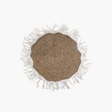 Jasmin Concepts Natural Makrome Beyaz Püsküllü Yuvarlak Kırlent 60 Cm Kahverengi
