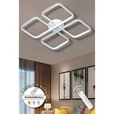Jasmin White Chrome Kumandalı 3 Renk Modern Plafonyer LED Avize - Krom - Beyaz