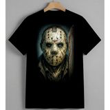 Jason Maskesi Korku Filmi Unisex Erkek Kadın Oversize Tişört Siyah - XL