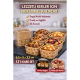 JASPER 12'li Kare Küçük Boy Kraft Desenli Muffin Cupcake Kalıbı Kek Kapsülü , Safari Konsept , Airfryer Uyumlu 6,5x5x3,5 CM