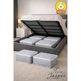 JASPER Antrasit 6 Adet Çizgili Büyük Boy Baza Altı Ve Çekyat Hurç - 65x45x22 Cm - Organizer.
