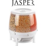 Jasper Global Kuru Gıda ve Bakliyat Organizeri 360° Dönebilen 6 Bölmeli Ayrıştırıcılı Saklama Kabı - Beyaz - Yok