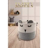 Jasper Gri Tekli Jüt İp Panda Tasarımlı Çok Amaçlı Çocuk Odası Oyuncak Kıyafet Kirli Sepeti Organize