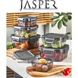 Jasper JPR-0113 Saklama Kabı 1400ML+800ML+400ML Plastik Saklama Seti - Siyah Şeffaf