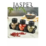 Jasper JPR-0122 3 Adet Stantlı 210ml Cam Tuzluk Biberlik Baharatlık