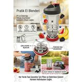 Jasper JPR-3091 Pratik Manuel El Blenderı - Pilsiz, Elektriksiz, Taşınabilir Smoothie Hazırlayıcı - Kırmızı