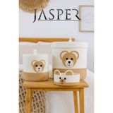 JASPER Jüt İp Bej Ayı Figürlü Çocuk Odası Seti Konsept Sepet Organizer Süs, Oyuncak, Çamaşır Düze