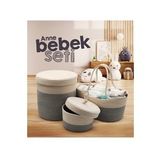 Jasper Jüt İp Hasır Gri Anne Bebek Bakım Çantası Anne Bebek Set Organizeri