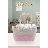 Jasper Jüt İp Pembe Anne Bebek Çok Amaçlı Bakım Çantası Ve Organizeri