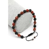 Jasper-Lav Doğal Taş Makrome Örme Bileklik Küre Kesim - Bmk-679
