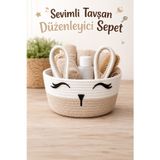 Jasper Minibunny Jüt İp Bej Sevimli Tavşan Düzenleyici Sepet Organizer 20X12 Cm