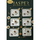 Jasper Paslanmaz Çelik Kare Model Kahve Tepsisi Kelebek Aksesuarlı Lüx Sunum 6 Adet