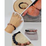 Jasper Pembe/beyaz & Oniks Taşı 8mm Unisex Tasarım Bileklik Hawaii Model (24005)
