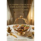 JASPER Saray Gold Yaprak Detaylı Sunumluk Şekerlik Nikah Şekerliği Nişan Sunumluğu Sunumluk Tepsisi Özel Koleksiyon