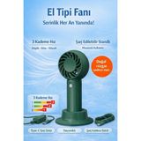 Jasper SR-0034 Yeşil Taşınabilir Standlı Serinletici Fan 3 Hız Ayarlı , Typ-C Şarjlı Fan Masaüstü Fan Vantilatör 2W-5V/1A