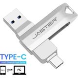 Jaster 256Gb. Type-C ve Usb 3.0 Hızlı Usb Flash Bellek Otg Çift Girişli Metal Sağlam ve Orjinal - Gri Metal - 256 GB