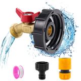 Jaxbo IBC Tote Adaptör,275-330 Galon IBC Tote Tank için Montaj, 1/2 NPT İplik Bahçe Hortumu Küresel Vana ile Sızdırmaz Sağlam Pirinç Musluk Vanası,2 Bahçe Hortumu Hızlı Bağlantı ve Sızdırmazlık Bandı