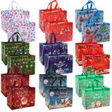 Jaywayang 18 Paket Noel Hediye Çantaları, Kulplu Noel Bez Çantalar, Orta Dokuma Olmayan Alışveriş Çantaları Noel Hediyeleri Sarma Tatil Partisi Malzemeleri.
