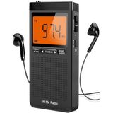 Jazmm AM FM Taşınabilir Radyo Kişisel Radyo, Mükemmel Alım Pilli, Stero Kulaklıklı 2 AAA Pille Çalışır, Büyük LCD Ekran, Digtail Çalar Saatli Radyo