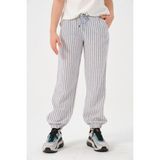 Jazziee Genç Kız Çocuk Çizgili Jogger Pantolon - Lacivert - 9 - 10 Yaş