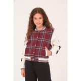 Jazziee Genç Kız Ekose Desenli Kolej Ceket - Bordo - 8 - 9 Yaş