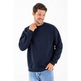 JB John Borners Erkek Bisiklet Yaka JB Nakışlı 3İp Sweatshirt Lacivert - 5405