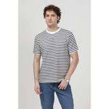 JB John Borners Erkek Bisiklet Yaka Modal Kumaş Çizgili T-Shirt Lacivert - 26Y 1005