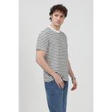 JB John Borners Erkek Bisiklet Yaka Modal Kumaş Çizgili T-Shirt Siyah - 26Y 1005