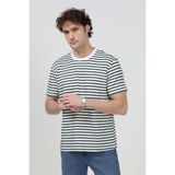 JB John Borners Erkek Bisiklet Yaka Modal Kumaş Çizgili T-Shirt Yeşil - 26Y 1005