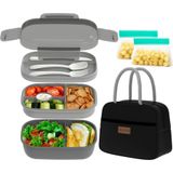 JBGOYON® Bento yemek kutusu seti - yetişkinler ve çocuklar için 3 istiflenebilir kap - öğle yemeği çantası, sızdırmaz ve BPA içermez - dahili kap seti ve atıştırmalık çantası - bulaşık makinesinde