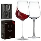 JBHO El Üfleme İtalyan Tarzı Kristal Bordo Şarap Kadehleri - Harika Hediye Paketi - Kırmızı Şarap Kadehleri Kurşunsuz Premium Kristal Şeffaf Cam - 56,68 ml Set - 500,34 ml