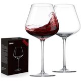JBHO Elle Üflemeli İtalyan Tarzı Kristal Şarap Kadehleri - Kurşunsuz Premium Kristal Şeffaf Cam - 20-21 oz Set - Her Durum için Hediye Kutusu