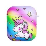 JCSMARTEC Airpods için Sevimli Unicorn Kılıf, Karikatür Hayvan Kediler Pençe Koruyucu Yumuşak Silikon Kılıf Airpods 1 2 için (Tek Boynuzlu At Kılıfı-A)