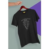 JDM Erkek Siyah Motorsiklet Tasarımlı T-shirt Tişört