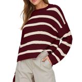 JdY Bayan Jdyjusty L/S Stripe kazak KNT Noos örgü kazak, Cabernet, XL