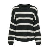 JdY Bayan Jdyjusty L/S Stripe kazak KNT Noos örgü kazak, Scarab/Stripes: eggnog, XL