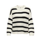 JdY Bayan Jdyjusty L/S Stripe KNT Noos kazak, Eggnog/Çizgiler: Siyah, L