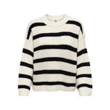 JdY Bayan Jdyjusty L/S Stripe KNT Noos kazak, Eggnog/Çizgiler: Siyah, M