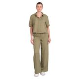 JDY Çizgili Kısa Kollu Regular Fit Gömlek, S, 15347235, Haki, Kadın