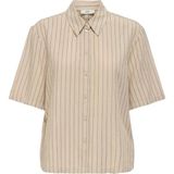 Jdy Jdycaya Keten Karışımlı Regular Fit Kısa Kollu Çizgili Gömlek Bayan Gömlek 15351493 - XS - Kum